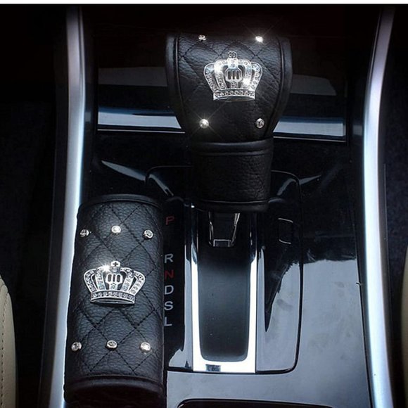 4PC Crown Leather Crystal Diamond Rhinestones Car Accessories - Picture 4 of 8